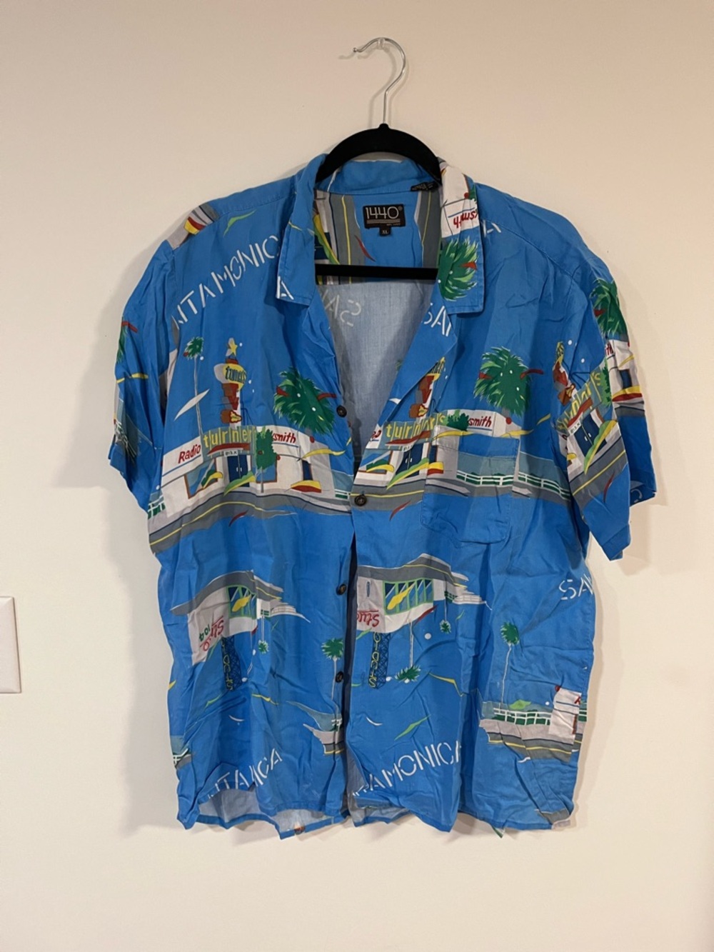 Vintage Blue Santa Monica Scenic Button-Down Shirt
